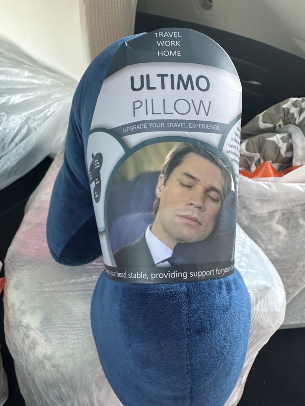 Ultimo Navy J Shape Travel Pillow - Memory Foam Neck Support